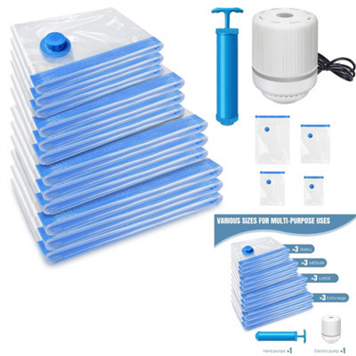  - 12 X Variety Size Vacuum Space Saver Travel Size Storage Bags With Electric Pump
