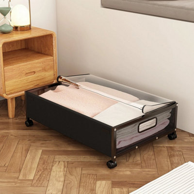  - 1Pc Underbed Storage Box On Wheels Lid Under Bed Sofa Portable Dustproof Organiz
