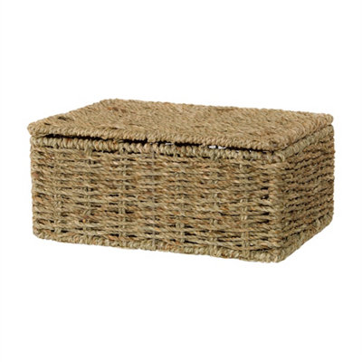 Seagrass Woven Storage Basket With Lid Small from B&Q