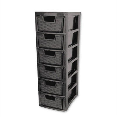 6 Tier Mini Rattan Plastic Drawer Desktop Organizer Tower from B&Q