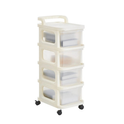 4 Tier Plastic Storage Trolley With Drawers On Wheels from B&Q