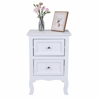 White Wooden Bedside Table With Drawer Storage Cabinet Nightstand from B&Q