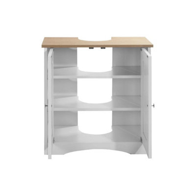 Bathroom Under Sink Cabinet Basin Storage Cupboard Vanity UnitWhite And Oak from B&Q