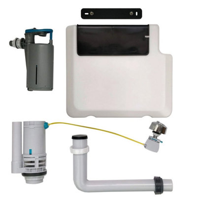 Toilet Concealed Cistern Chrome Dual Flush Push Button Wras Approved Hidden Unit from B&Q
