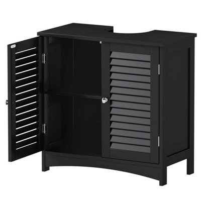 Bathroom Under Sink Cabinet Basin Storage Cupboard Black Vanity Unit from B&Q