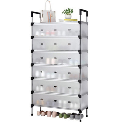 7 Tier Cabinet Storage Organiser Shoe Rack Stand Holder Dust-Proof Cover from B&Q