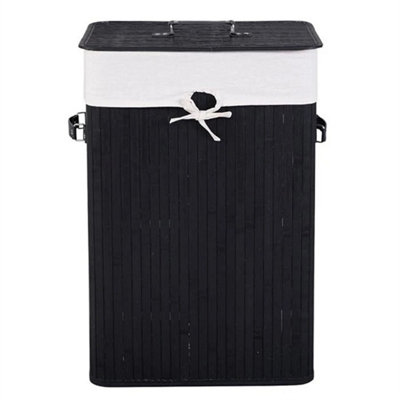 Black Bamboo Laundry Dirty Clothes Basket Hamper Bin Organizer from B&Q