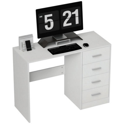  - High Gloss Computer Desk With 4 Storage Drawers
