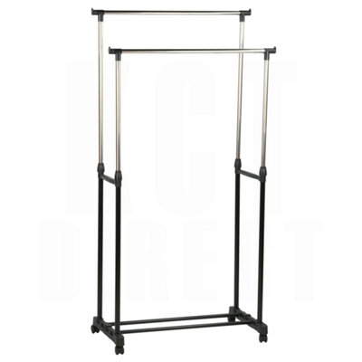  - Double  Freestanding Adjustable Garment Clothes Storage Rail Rack