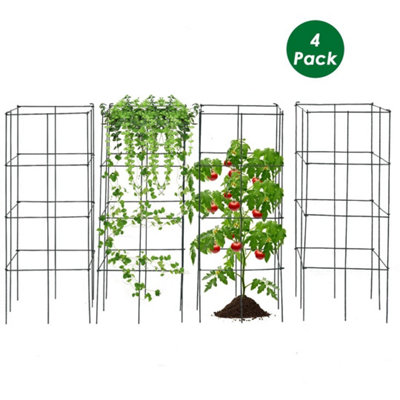  - 4 Pack Dark Green Tomato Cage Plant Support Stakes