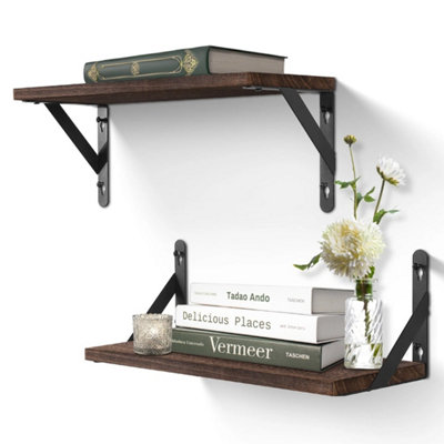  - 2 Wooden Rustic Floating Shelves