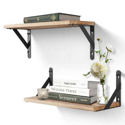  - 2 Wooden Rustic Floating Shelves