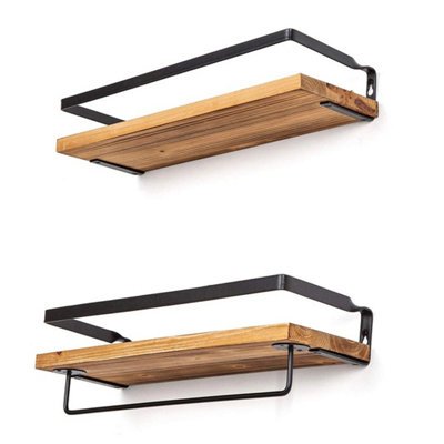 - 2-Tier Rustic Wooden Floating Shelves