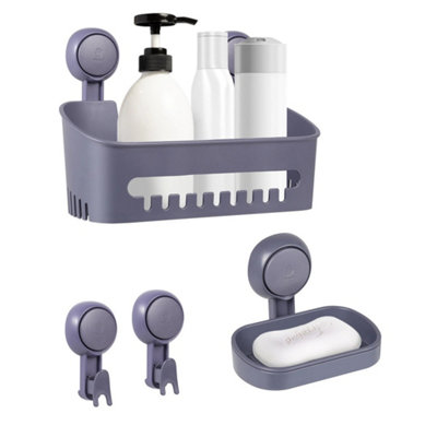  - Bathroom Shelf Soap Toothbrush Suction Set
