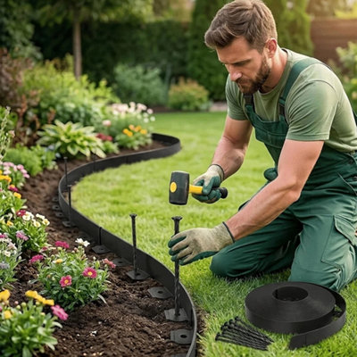  - 10M Lawn Garden  Edge Border With 40 Pegs