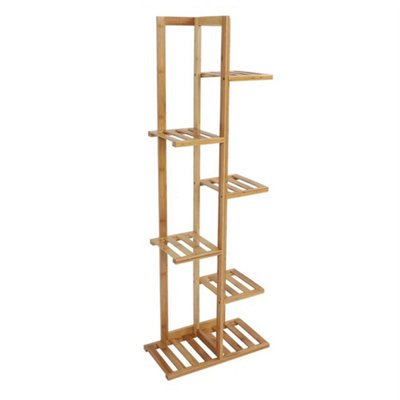  - 6 Tiers Wooden Plant Stand Rack Flower Pot Display Shelves Holder Ladder Home  Natural Wood Color