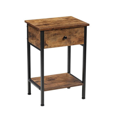  - Bedside Table Brown Cabinet Small Side End Table Nightstand Storage Drawer Shelf