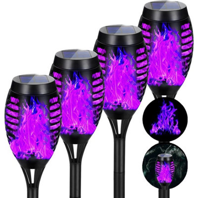  - 4Pcs Flame Effect Solar Outdoor Lights Stake Path Garden Flickering Led Torch Lamp