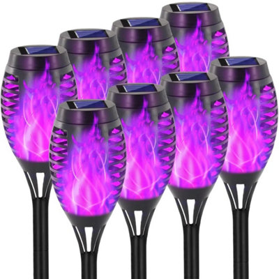  - 8Pcs Flame Effect Solar Outdoor Lights Stake Path Garden Flickering Led Torch Lamp