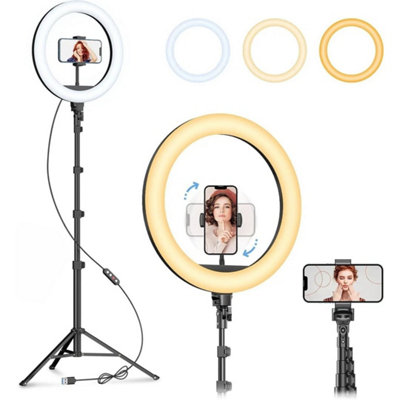 B&Q 12" Ring Light + Tripod Led Selfie Ring Light With Tripod Stand
