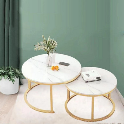  - Round Nesting Coffee Table Set Of 2Modern Stacking Cocktail Sofa Side Table