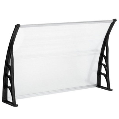  - 120X80Cm Canopy Awning Rain Cover Shelter For Front Back Door Window Porch Black