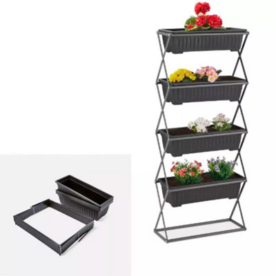 B&Q 4 Tier Raised Garden Bed Wooden Elevated Planter Grow Box For Flower Herb Green