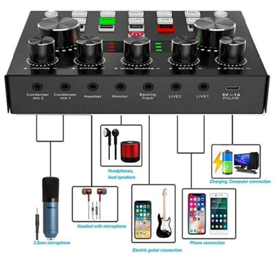 B&Q Multi-Function V8S-Sound Card W/rich Sound Effect Live Broadcast Audio Equipment