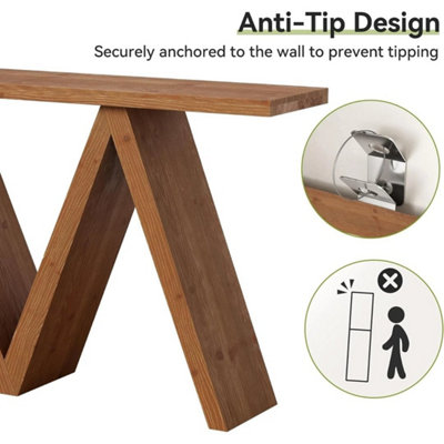 B&Q 63-Inch Solid Wood Console Table Farmhouse Narrow Entryway Table For Hallway