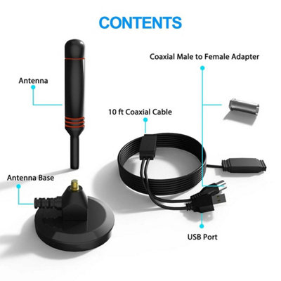 B&Q Upgraded 4K 300Miles Tv Antenna Aerial Indoor Hd 1080P Digital Signal Amplified