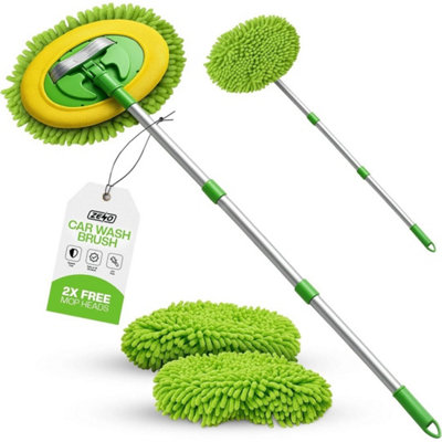 B&Q Telescopic Car Cleaning Brush Microfiber Mop Wash Kit Scratch Includes 2 Mittens