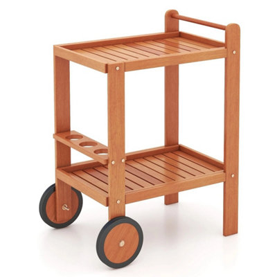 B&Q Indoor/outdoor Wood Bar Cart Bar Table Beverage Drink Cart