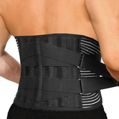 B&Q Xxl Black Adjustable Lower Back Brace Lumbar Support Waist Belt For Men Women Pain Relief