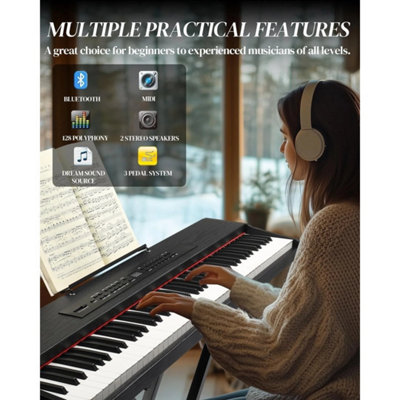 B&Q 88 Key Keyboard Piano With 80 Sounds/bag/stand/headphones/pedal For Beginners