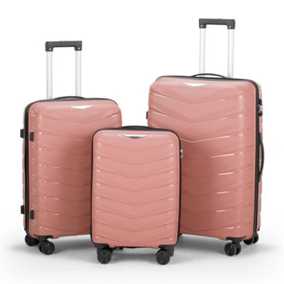 B&Q Suitcase Set Of 3 Abs Cabin Hard Shell Luggage Travel Trolley 4Wheel Lightweight