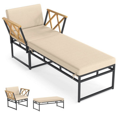 B&Q 2 Pieces Patio Furniture Set Outdoor Metal Chaise Lounge Chair