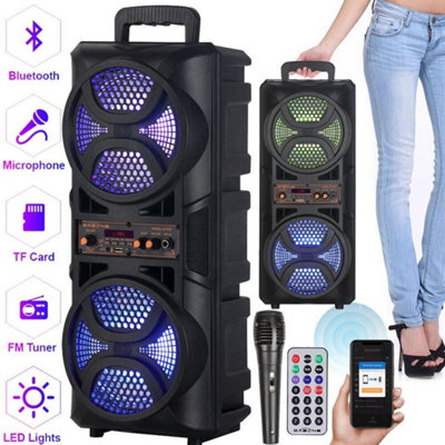 B&Q Tws Loud Portable Bluetooth Speaker 3000W Dual 6.5" Woofer & Party Led Mic Fm