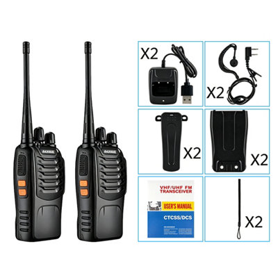 B&Q 2X Walkie Talkie 400-470Mhz Long Range Two Way Radio With Earpiece