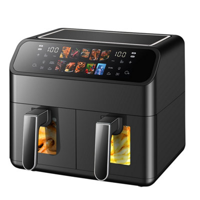 B&Q 10 L Dual Zone Digital Air Fryer Oven Oil Free Low Fat Cooker With Large Cooking Tray
