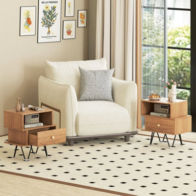 B&Q Mid Century Modern End Tables Nightstand Set Of 2
