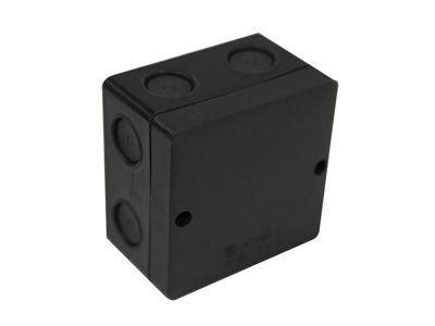 Dencon High-Quality Ip66 Junction Box - 81 X 81Mm With 8 Weatherproof Inlets Black