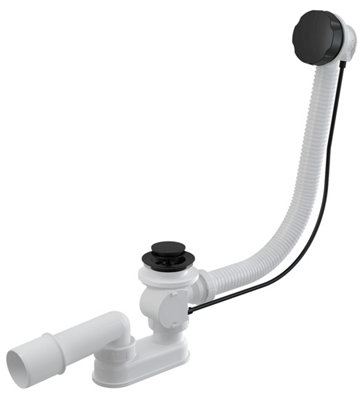 Alca Plast Alcaplast Black Powder Coated Endings Bathtub Flexible Bath Overflow Waste Drain Trap from B&Q