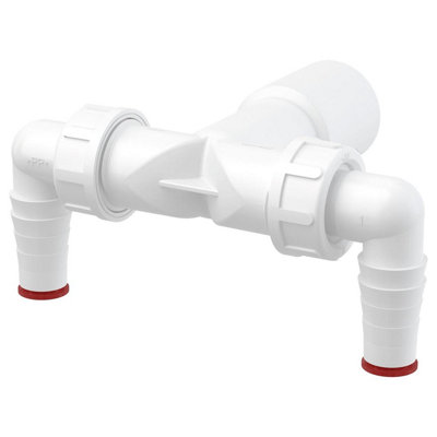 PEPTE Double 17-23mm Dishwasher Elbow Inlets To 32mm/40mm Drain Waste Trap Connector from B&Q