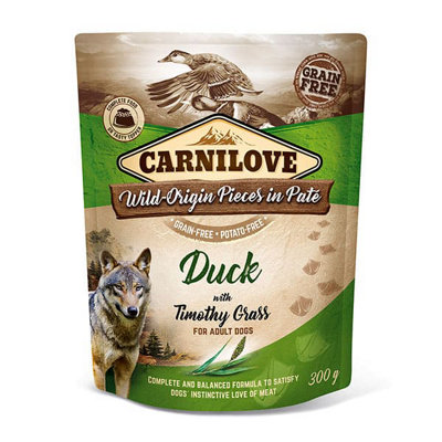 Carnilove Duck With Timothy Grass Wet Dog Food Pouches Grain Free 12 X 300G from B&Q