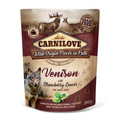 Carnilove Venison With Strawberry Leaves Wet Dog Food Pouches Grain-Free 12 X 300G from B&Q