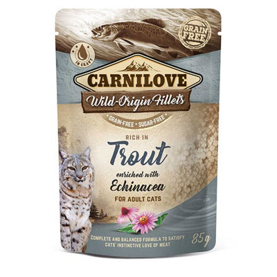 Carnilove Trout & Echinacea Adult Cat Wet Food Pouches 24 X 85G (2.04 Kg) from B&Q
