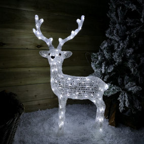 85cm Acrylic Outdoor Christmas Reindeer with 100 Ice White LEDs