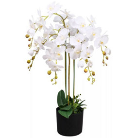 85cm Artificial Deluxe Bush Orchid - White