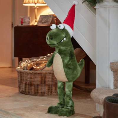 85cm Tall Green Plush Big Lizard Dino Standing Christmas Decoration ...