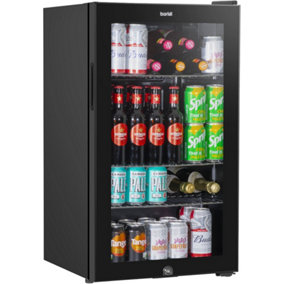 85L Under Counter Wine Drinks Fridge Cooler - Glass Front 110x 330ml Cans